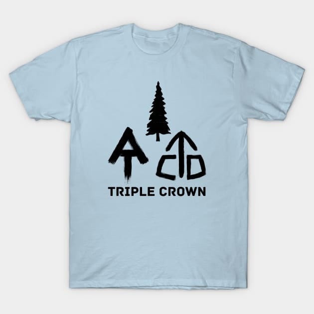Triple Crown Thru-Hiking Black Text T-Shirt by astralprints